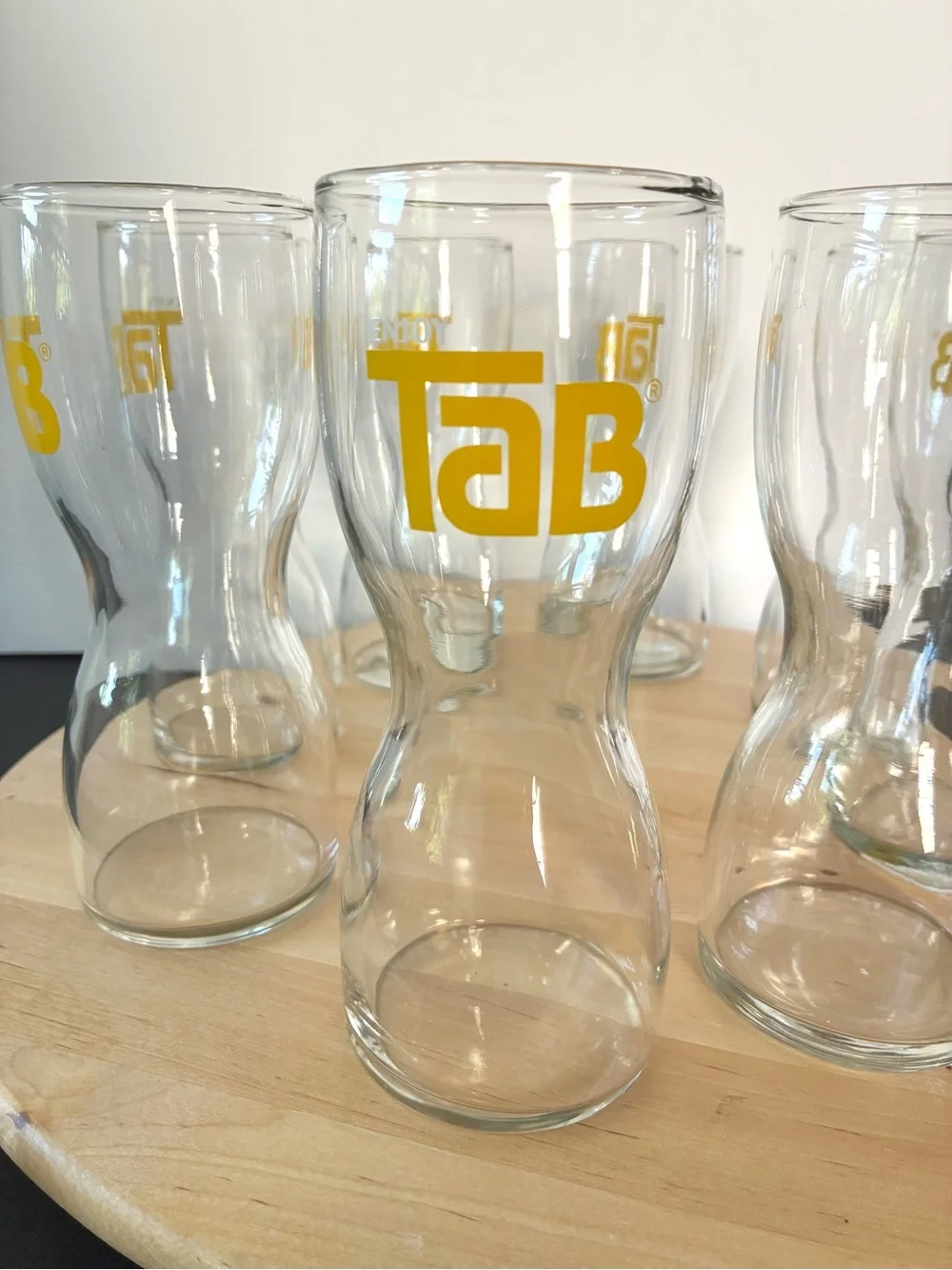 Vintage ENJOY TaB Logo Pint Glasses - Set of 8